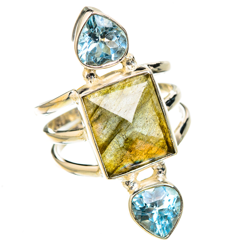 Labradorite, Blue Topaz Rings handcrafted by Anasilvercos - RING126847 - Photo 2