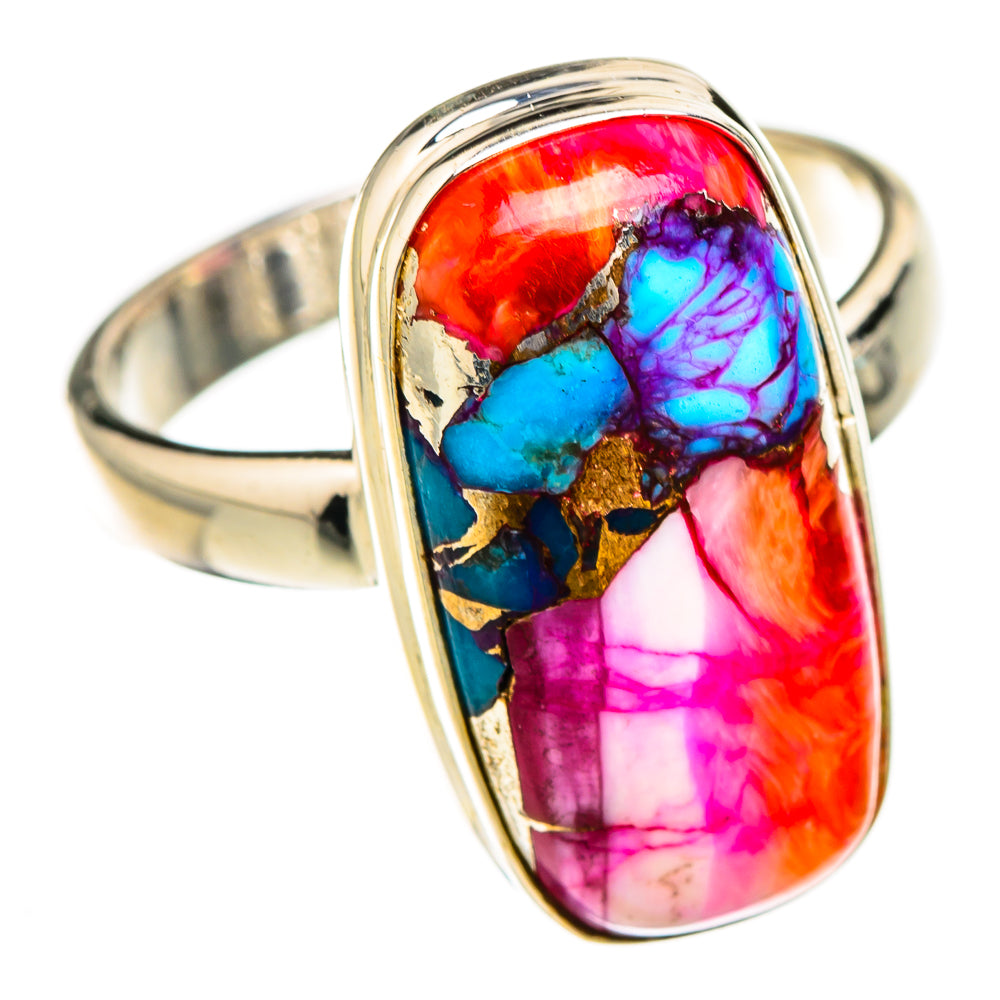 Kingman Pink Dahlia Turquoise Rings handcrafted by Anasilvercos - RING126850 - Photo 2