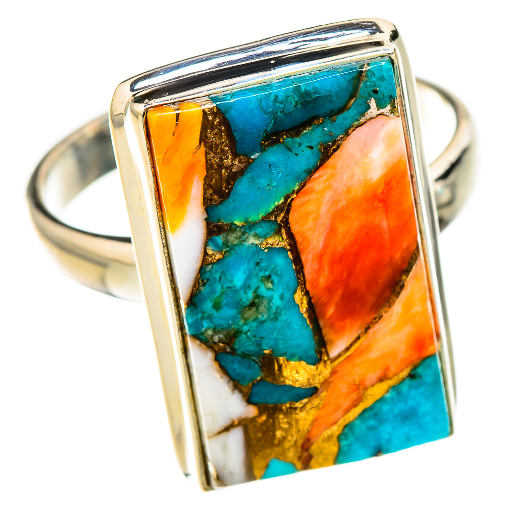 Spiny Oyster Turquoise Rings handcrafted by Anasilvercos - RING126865 - Photo 2