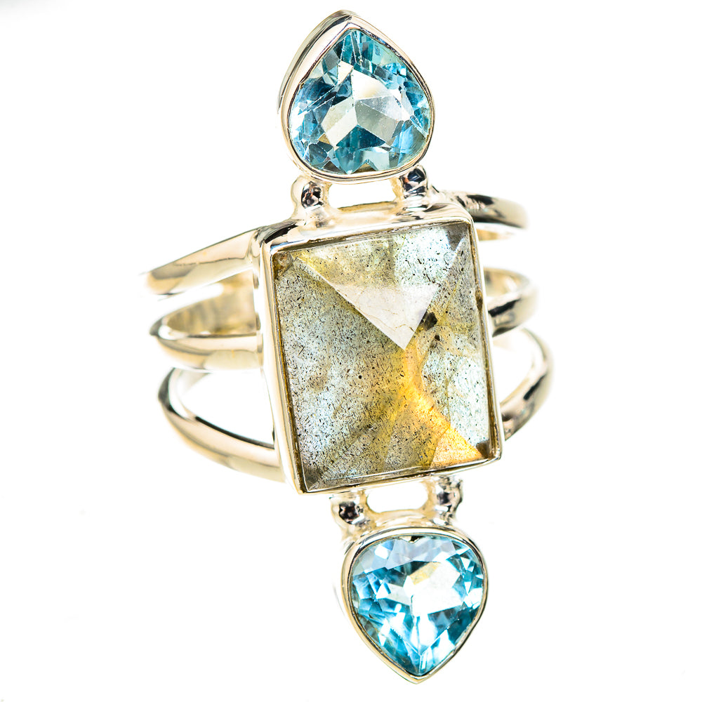 Labradorite, Blue Topaz Rings handcrafted by Anasilvercos - RING126868 - Photo 2