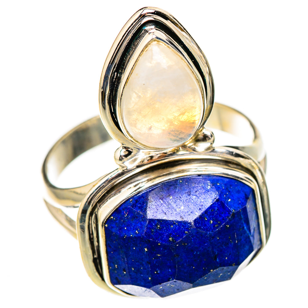 Lapis Lazuli, Rainbow Moonstone Rings handcrafted by Anasilvercos - RING126886 - Photo 2