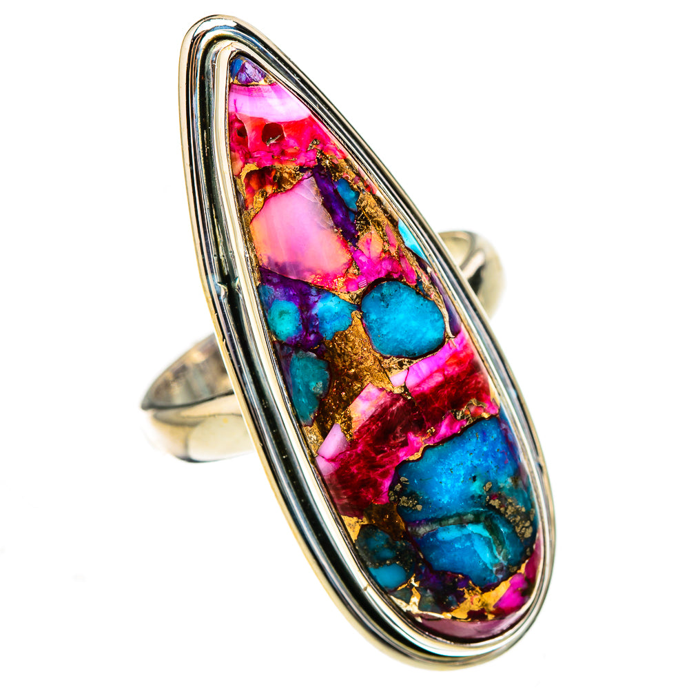 Kingman Pink Dahlia Turquoise Rings handcrafted by Anasilvercos - RING126903 - Photo 2