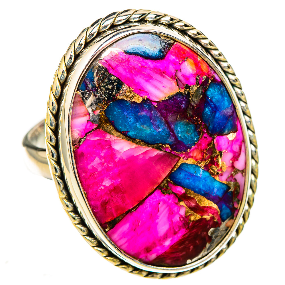 Kingman Pink Dahlia Turquoise Rings handcrafted by Anasilvercos - RING126926 - Photo 2