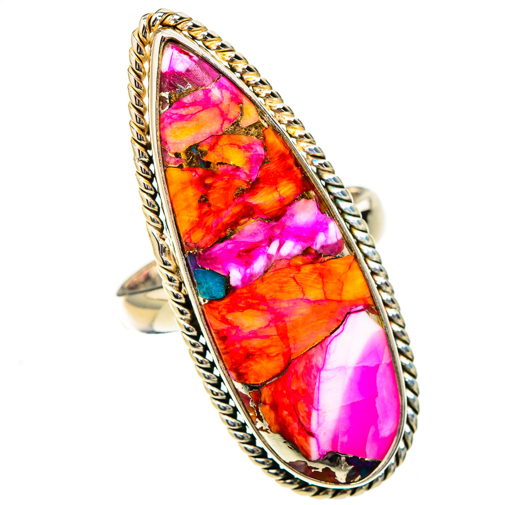 Kingman Pink Dahlia Turquoise Rings handcrafted by Anasilvercos - RING126951 - Photo 2