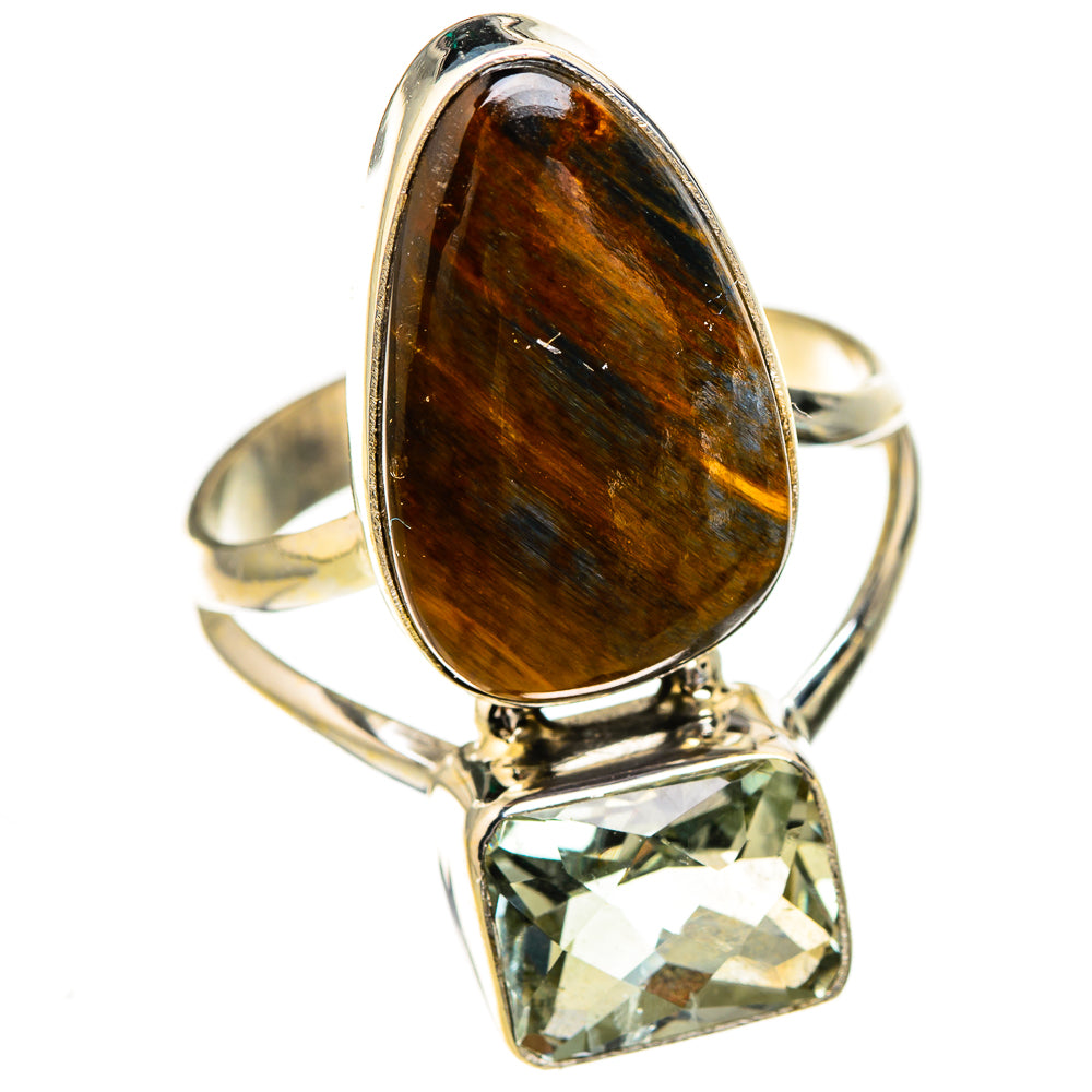 Golden Pietersite, Green Amethyst Rings handcrafted by Anasilvercos - RING126959 - Photo 2