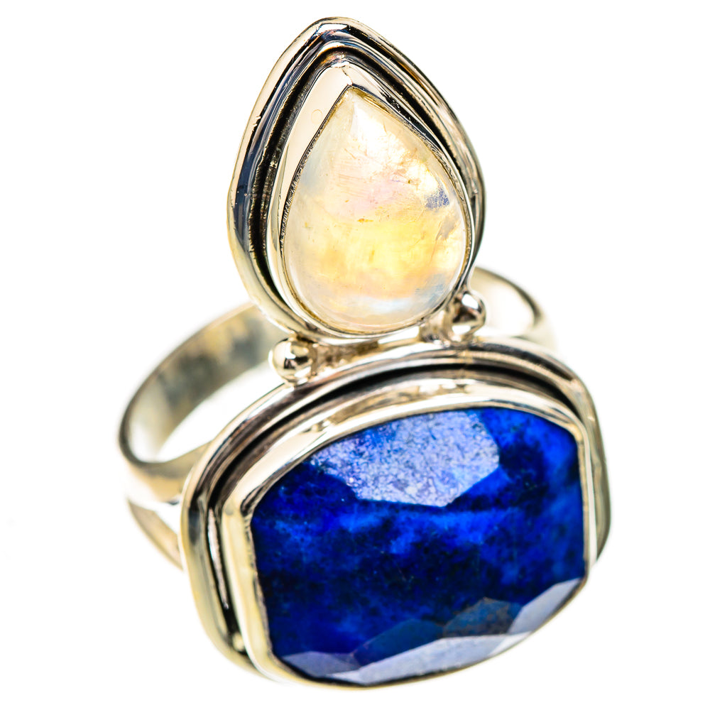 Lapis Lazuli, Rainbow Moonstone Rings handcrafted by Anasilvercos - RING126978 - Photo 2
