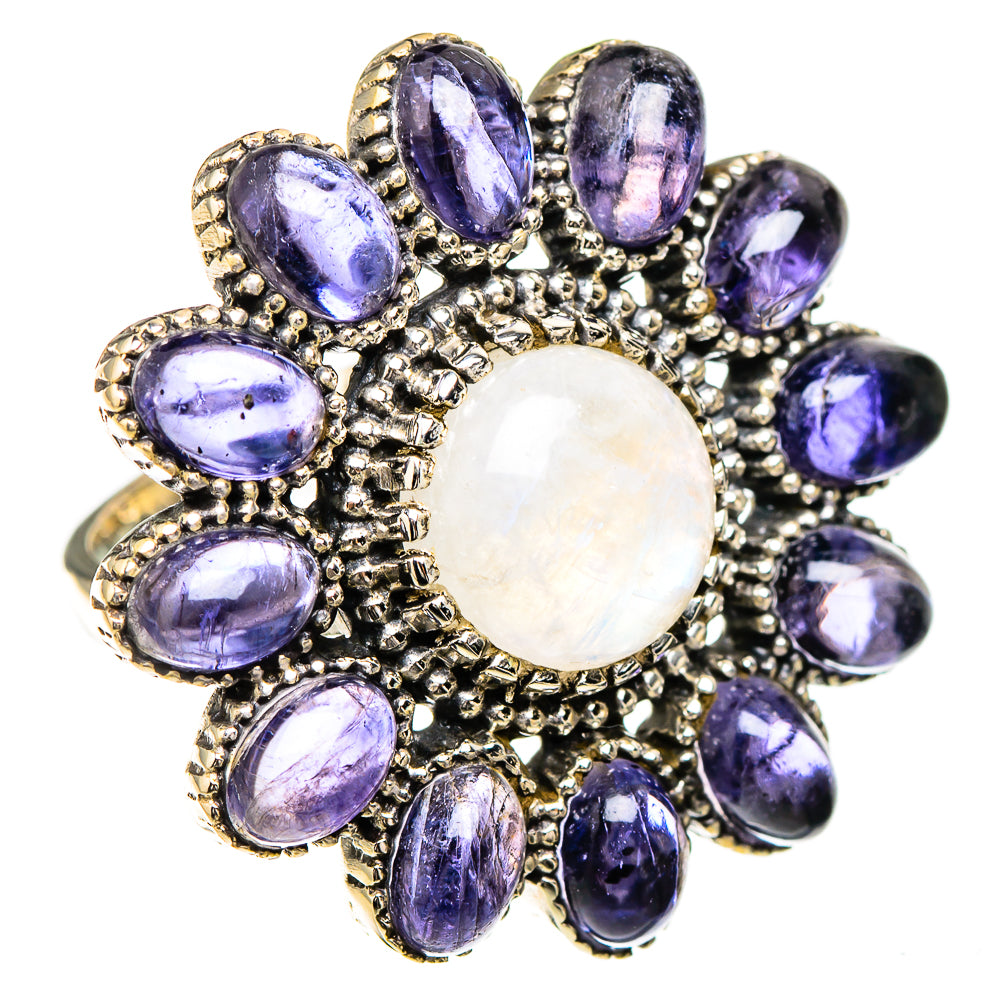 Rainbow Moonstone, Tanzanite Rings handcrafted by Anasilvercos - RING126983 - Photo 2