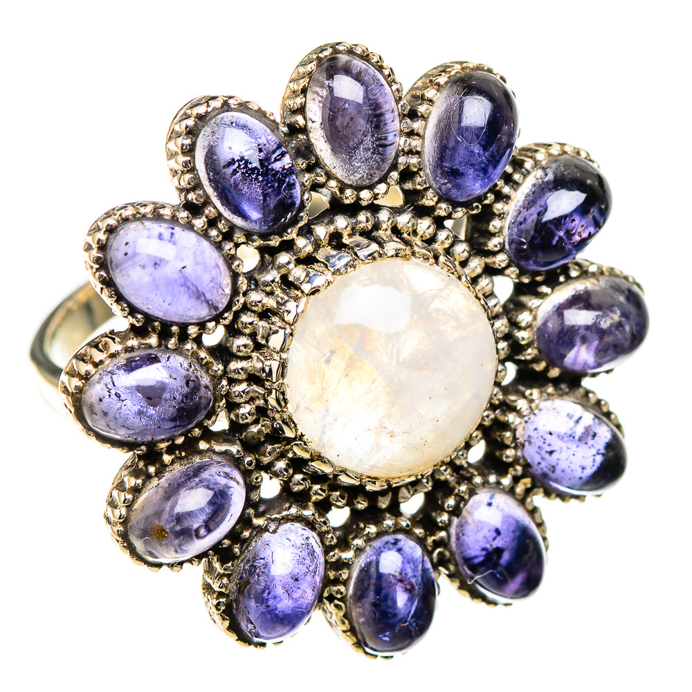 Rainbow Moonstone, Tanzanite Rings handcrafted by Anasilvercos - RING126985 - Photo 2