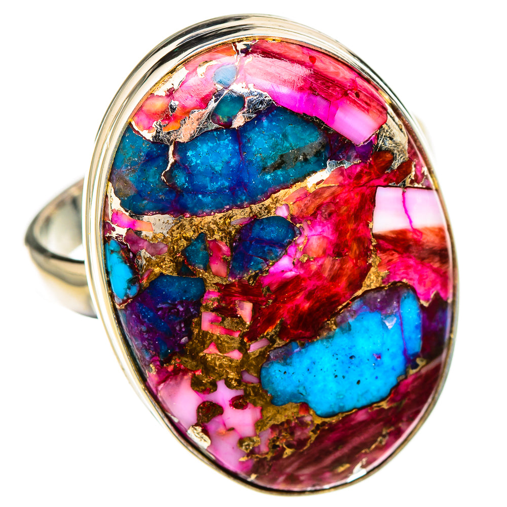 Kingman Pink Dahlia Turquoise Rings handcrafted by Anasilvercos - RING126992 - Photo 2