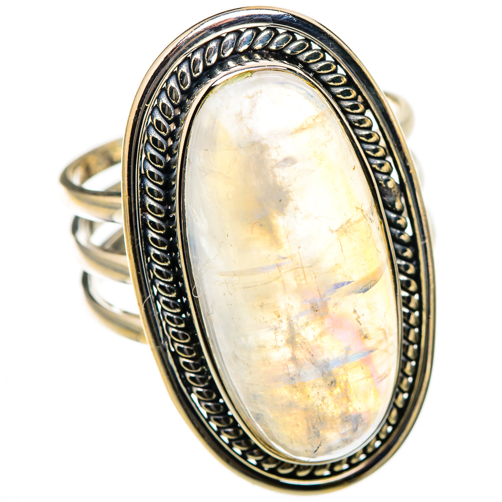 Rainbow Moonstone Rings handcrafted by Anasilvercos - RING127012 - Photo 2