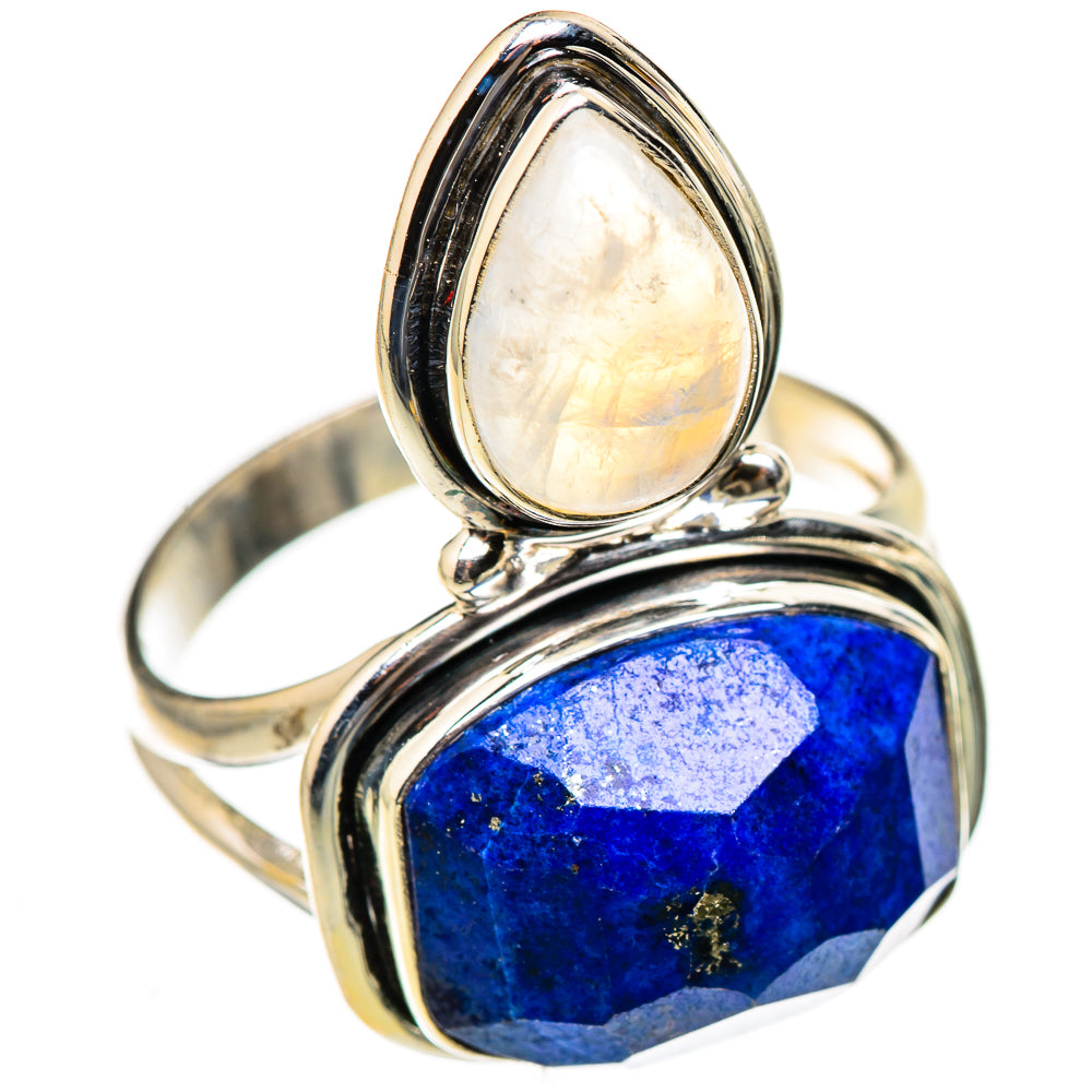 Lapis Lazuli, Rainbow Moonstone Rings handcrafted by Anasilvercos - RING127021 - Photo 2