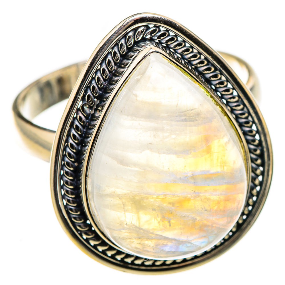 Rainbow Moonstone Rings handcrafted by Anasilvercos - RING127032 - Photo 2