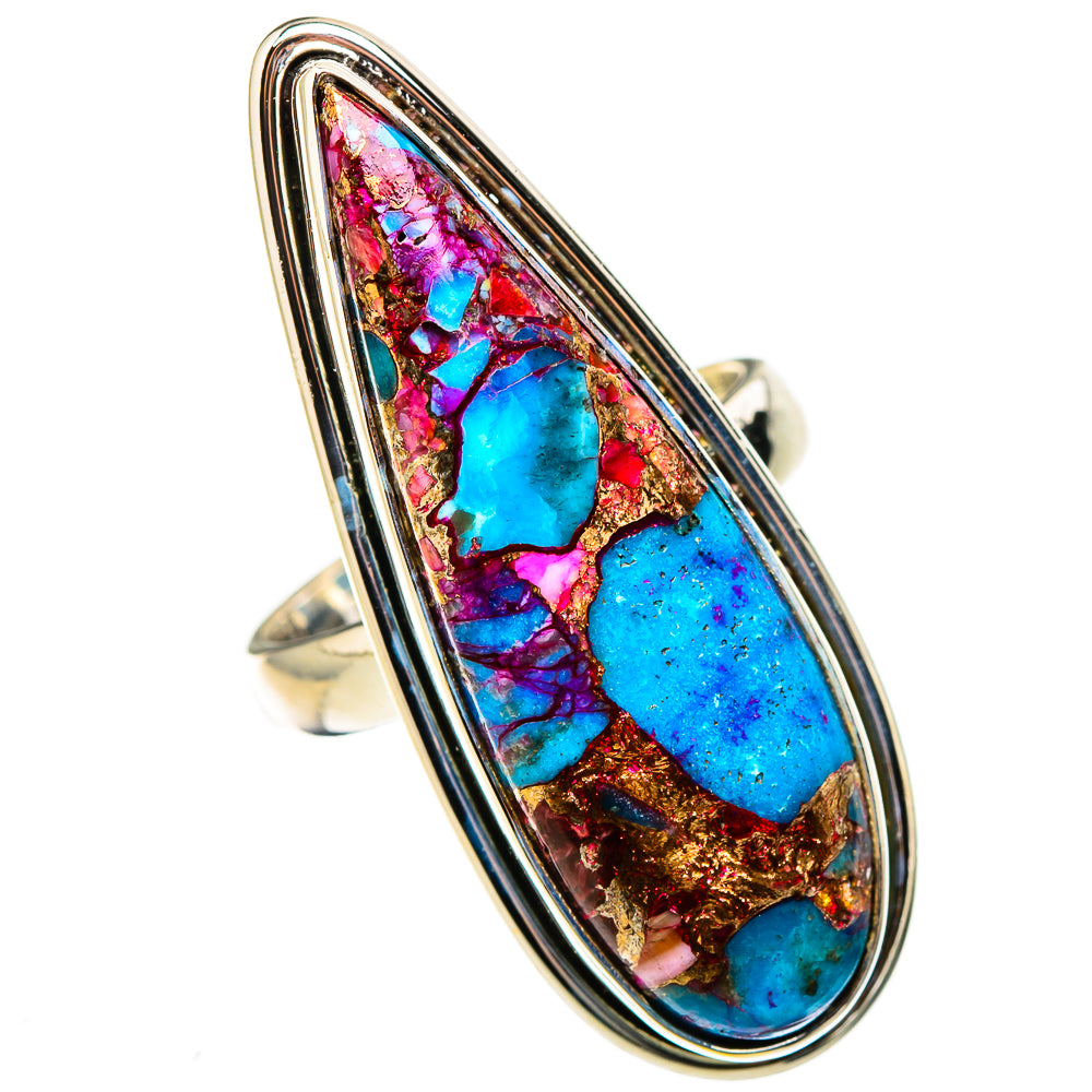 Kingman Pink Dahlia Turquoise Rings handcrafted by Anasilvercos - RING127034 - Photo 2