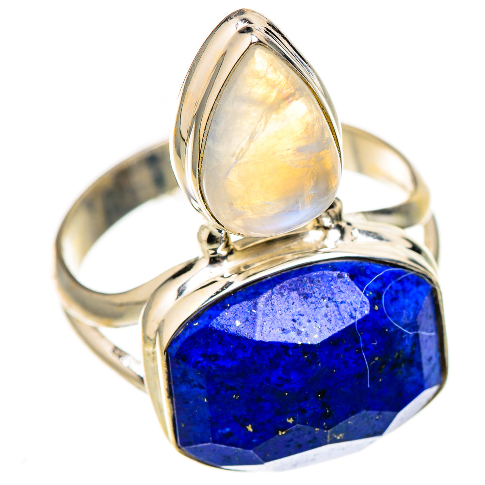 Lapis Lazuli, Rainbow Moonstone Rings handcrafted by Anasilvercos - RING127041 - Photo 2