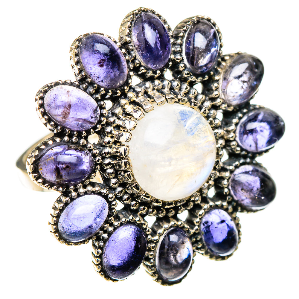 Rainbow Moonstone, Tanzanite Rings handcrafted by Anasilvercos - RING127045 - Photo 2