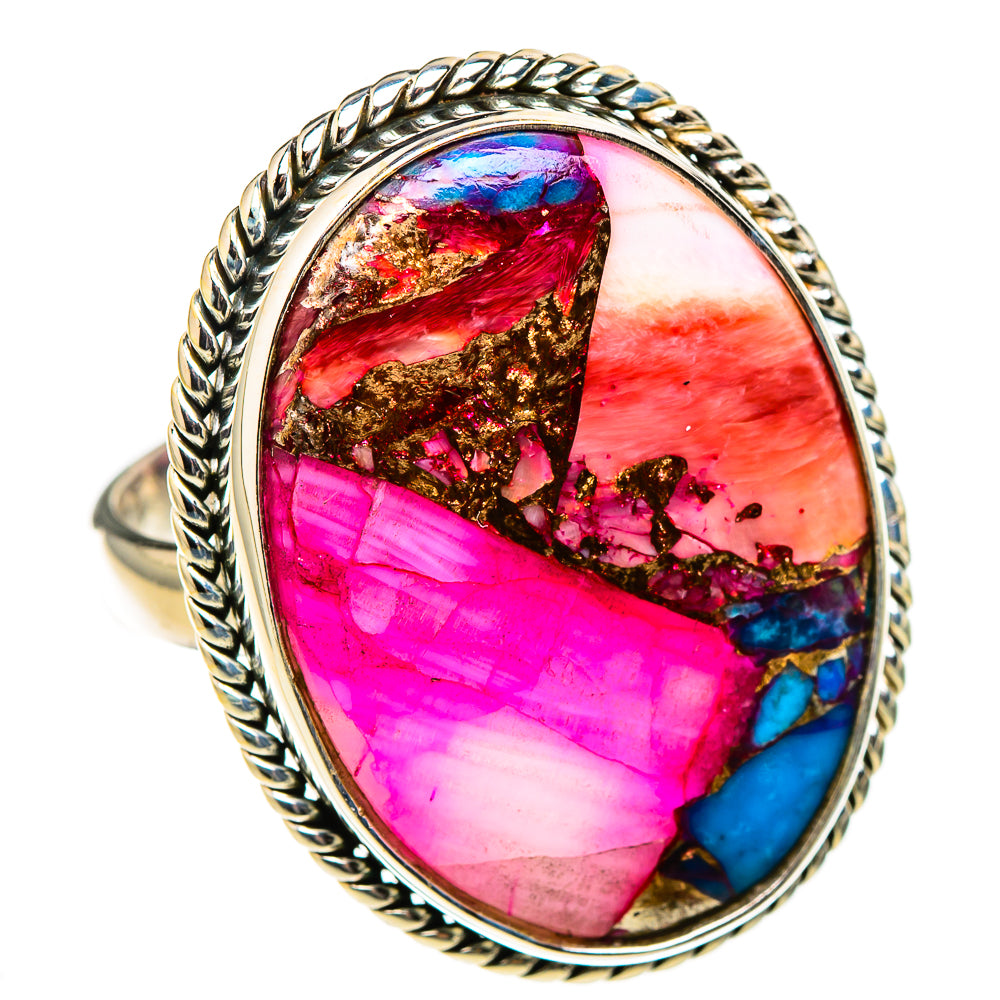 Kingman Pink Dahlia Turquoise Rings handcrafted by Anasilvercos - RING127053 - Photo 2