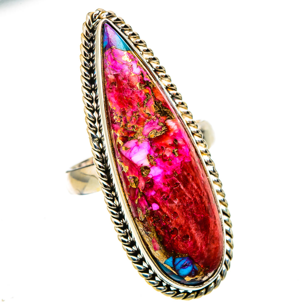 Kingman Pink Dahlia Turquoise Rings handcrafted by Anasilvercos - RING127055 - Photo 2