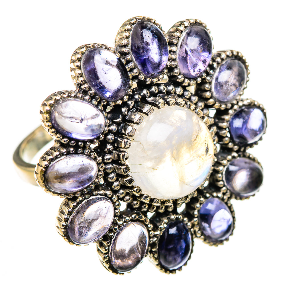 Rainbow Moonstone, Tanzanite Rings handcrafted by Anasilvercos - RING127063 - Photo 2