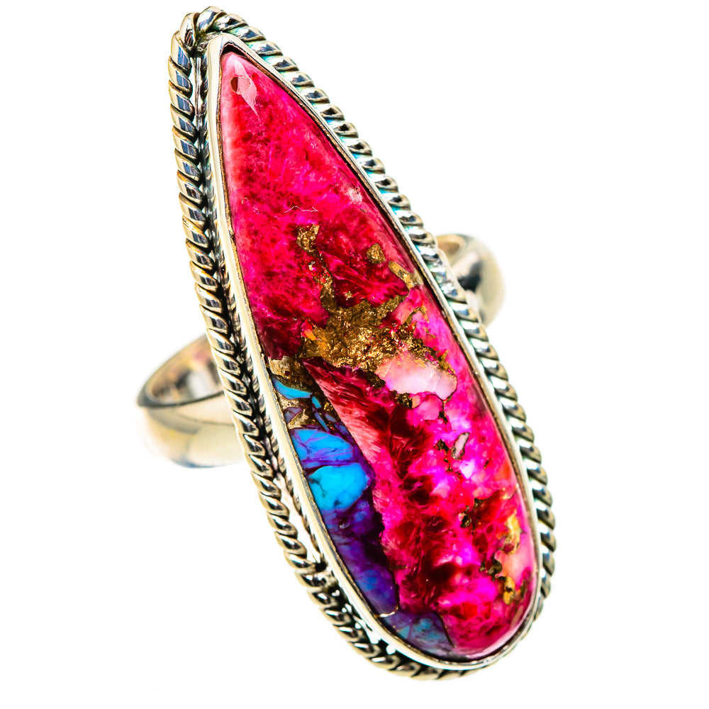 Kingman Pink Dahlia Turquoise Rings handcrafted by Anasilvercos - RING127067 - Photo 2
