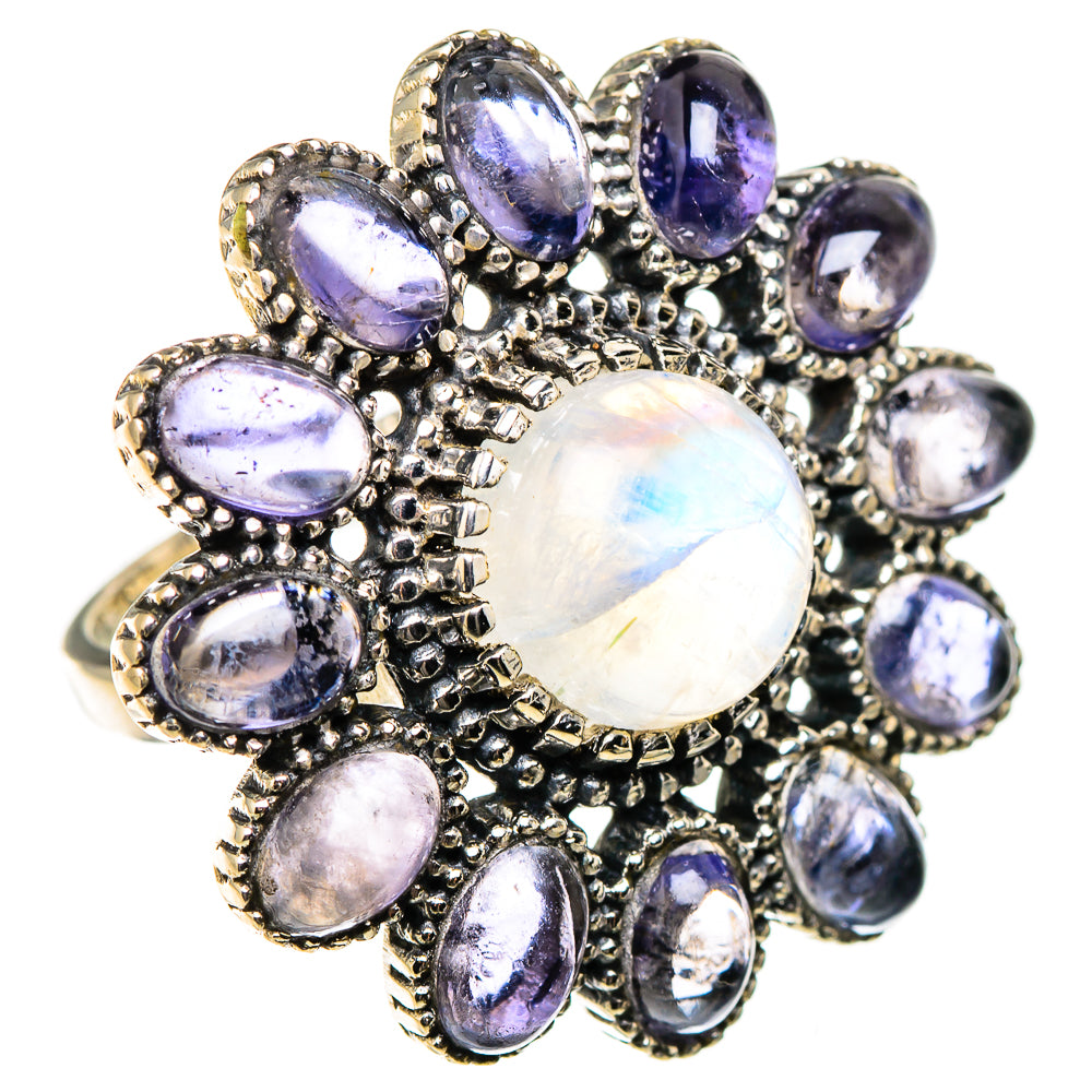 Rainbow Moonstone, Tanzanite Rings handcrafted by Anasilvercos - RING127076 - Photo 2