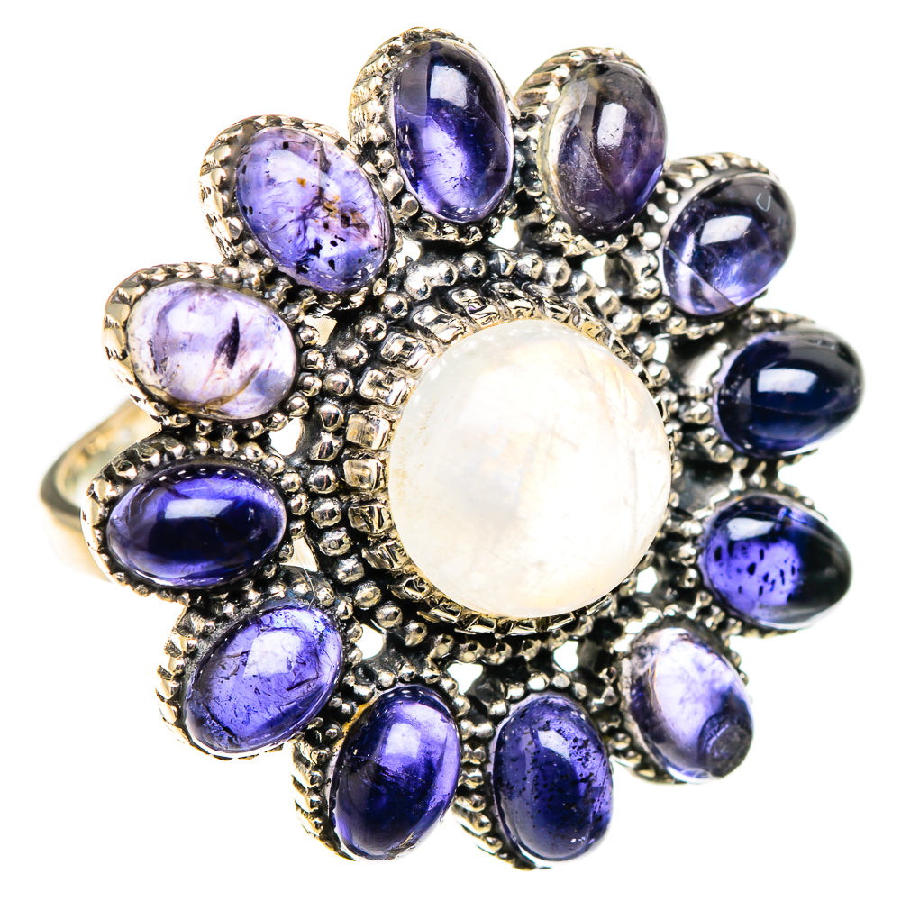 Rainbow Moonstone, Tanzanite Rings handcrafted by Anasilvercos - RING127097 - Photo 2