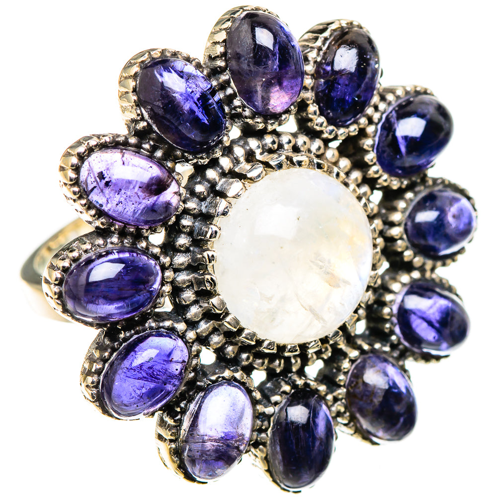 Rainbow Moonstone, Tanzanite Rings handcrafted by Anasilvercos - RING127111 - Photo 2