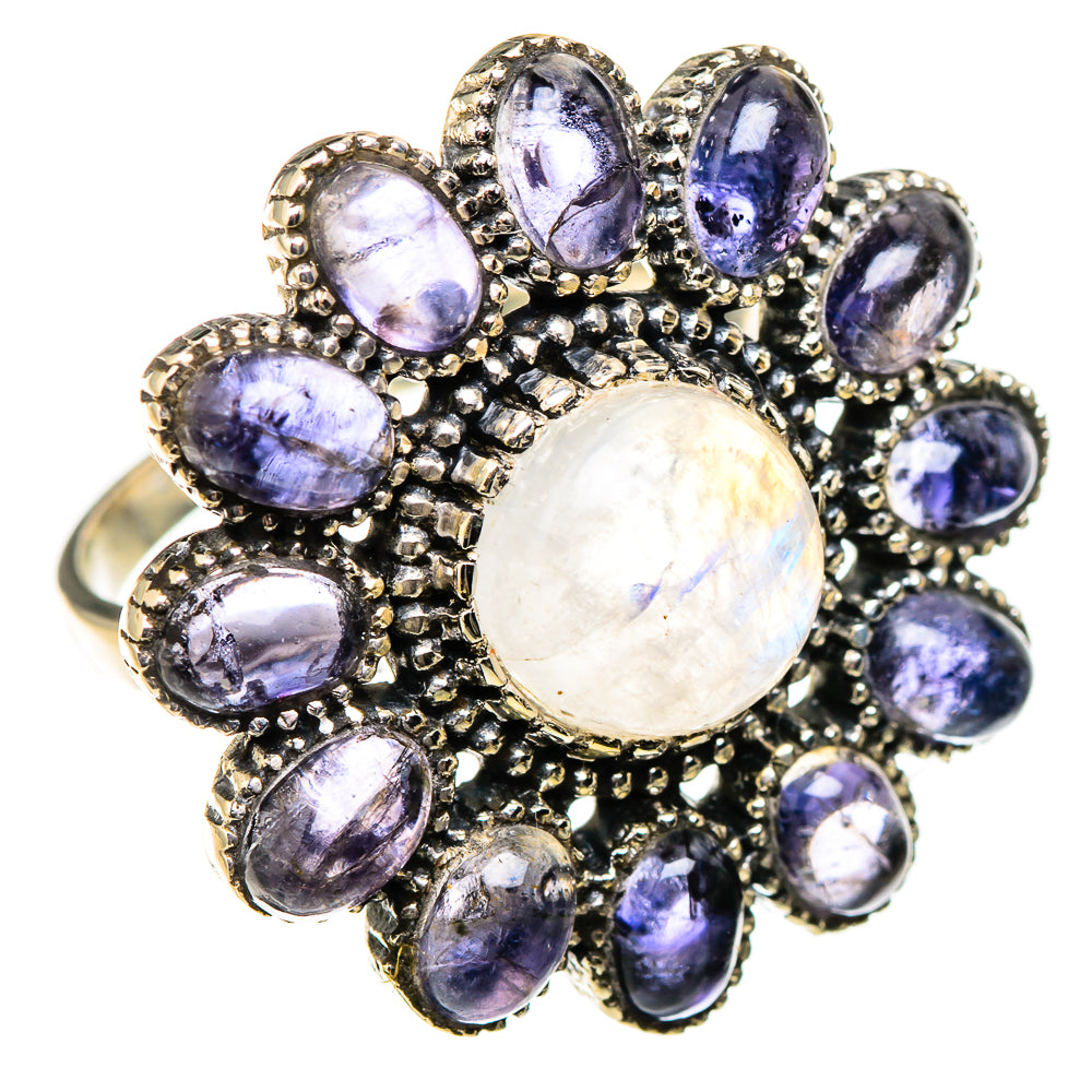 Rainbow Moonstone, Tanzanite Rings handcrafted by Anasilvercos - RING127118 - Photo 2
