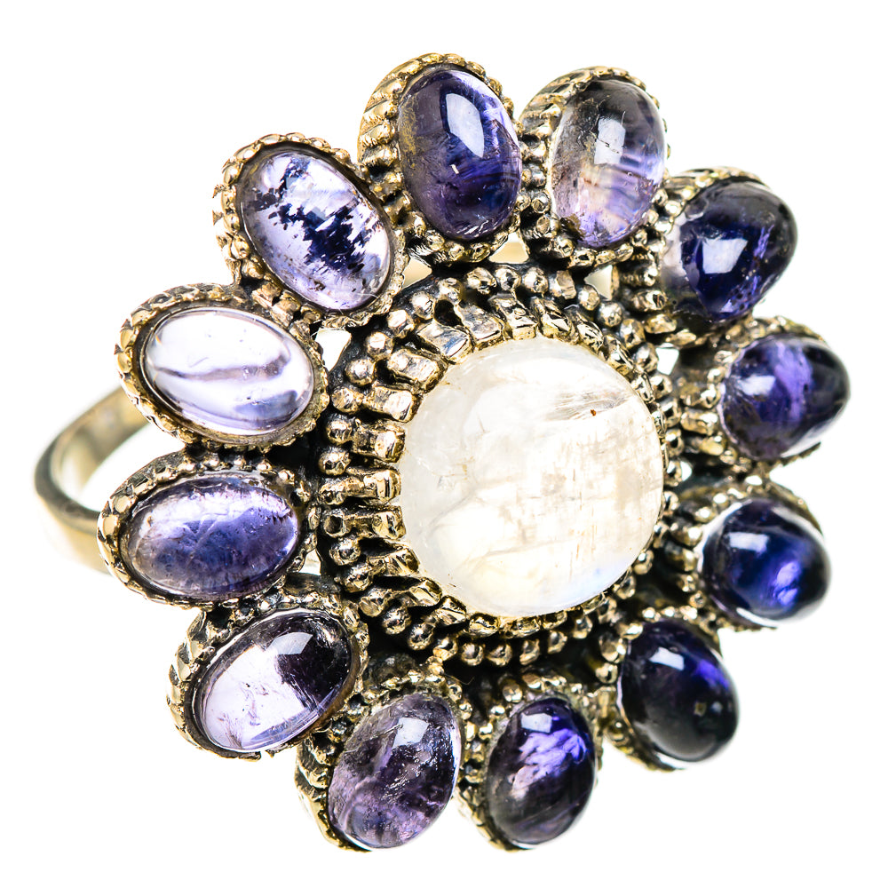 Rainbow Moonstone, Tanzanite Rings handcrafted by Anasilvercos - RING127125 - Photo 2