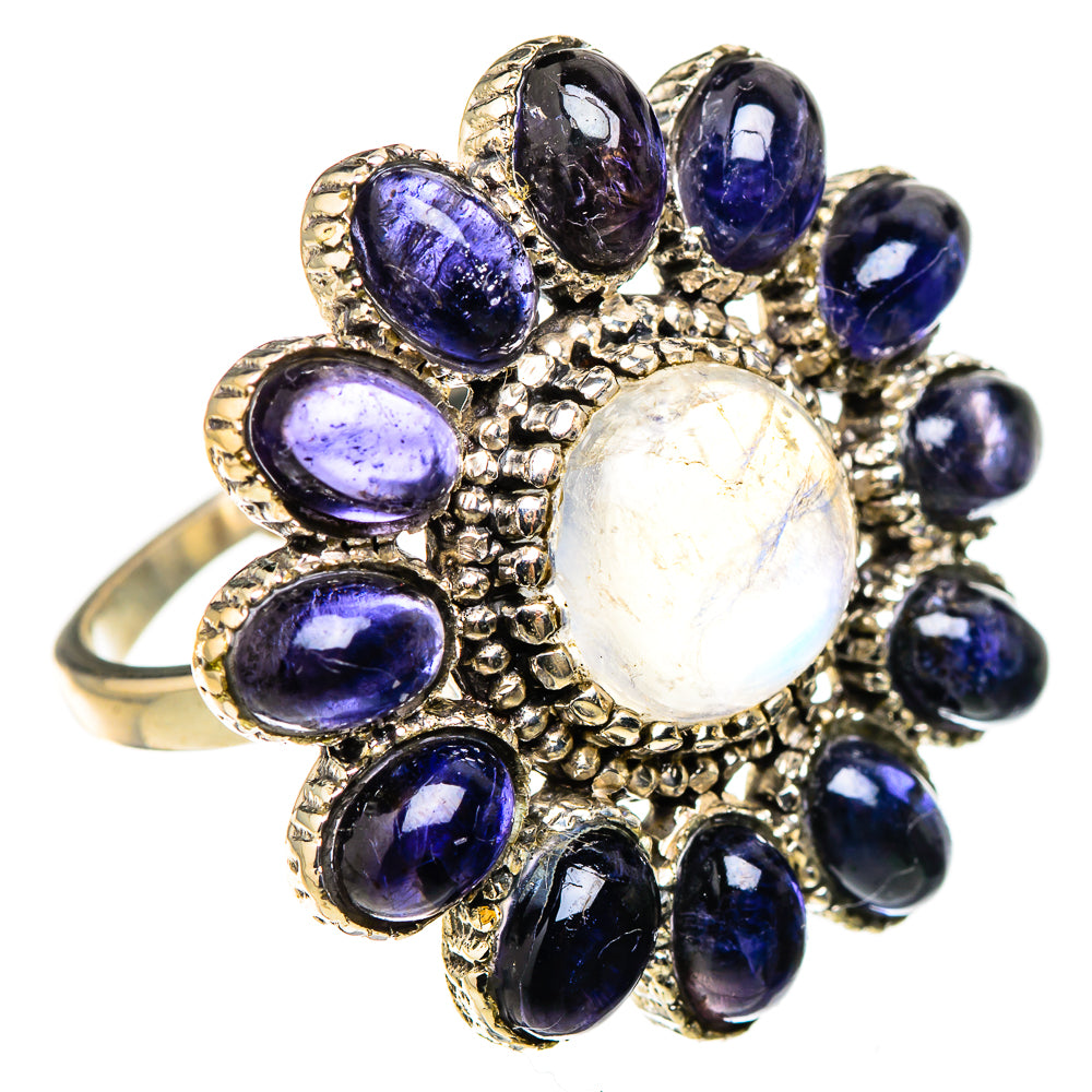 Rainbow Moonstone, Tanzanite Rings handcrafted by Anasilvercos - RING127136 - Photo 2