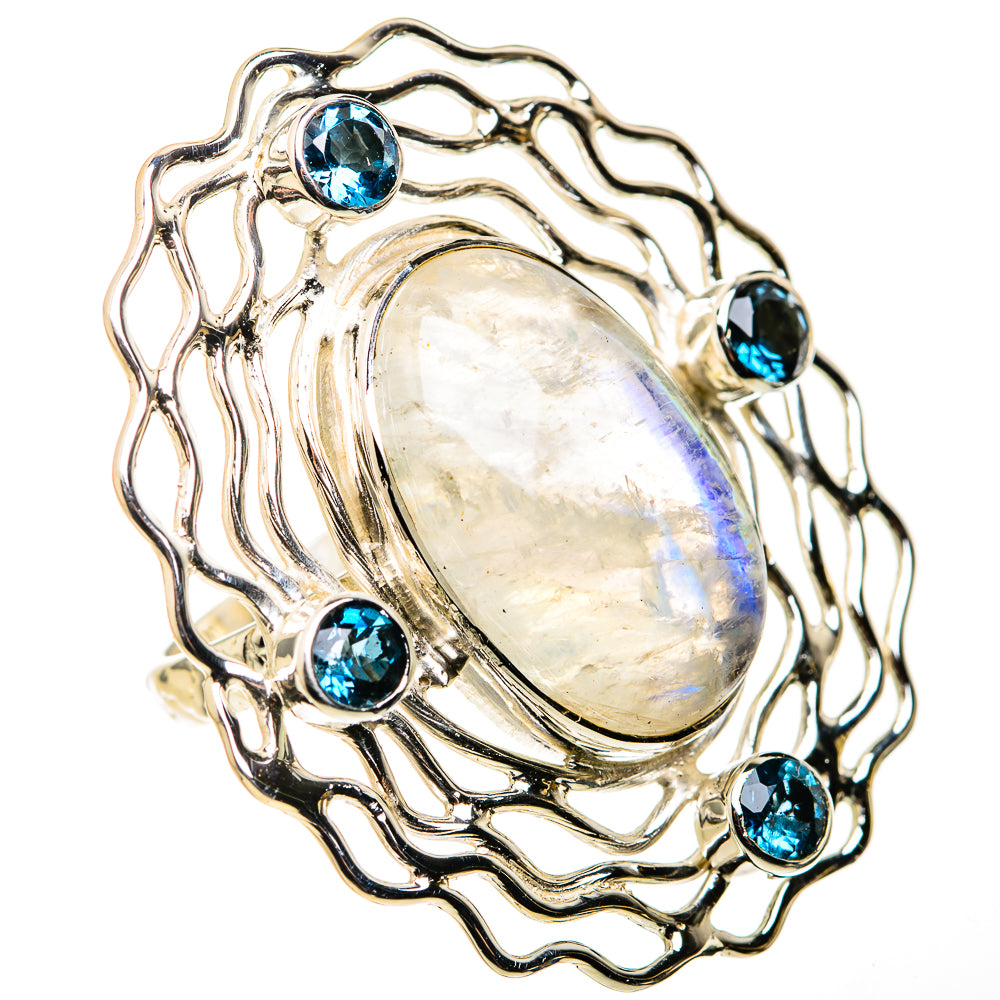 Rainbow Moonstone Rings handcrafted by Anasilvercos - RING127179 - Photo 2