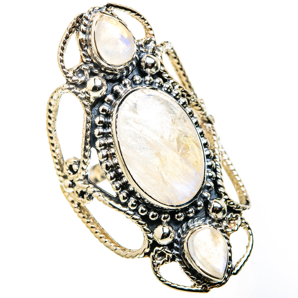 Rainbow Moonstone Rings handcrafted by Anasilvercos - RING127197 - Photo 2