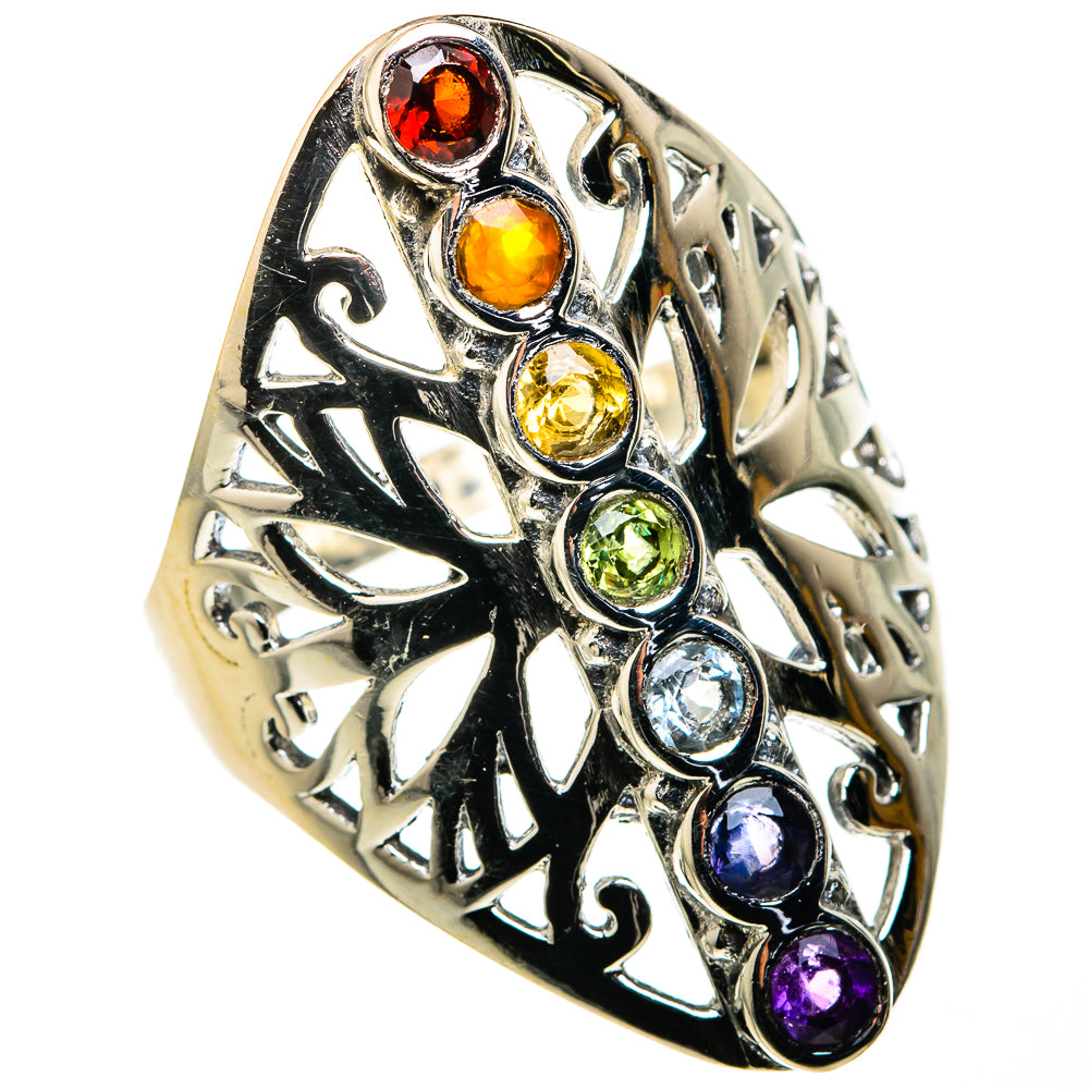 Multi-Stone Rainbow Chakra Rings handcrafted by Anasilvercos - RING127224 - Photo 2
