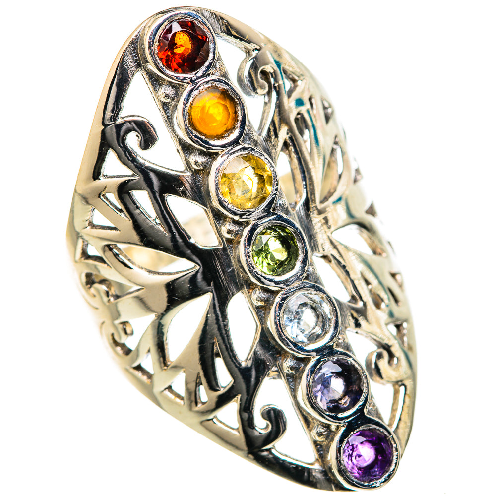 Multi-Stone Rainbow Chakra Rings handcrafted by Anasilvercos - RING127620 - Photo 2