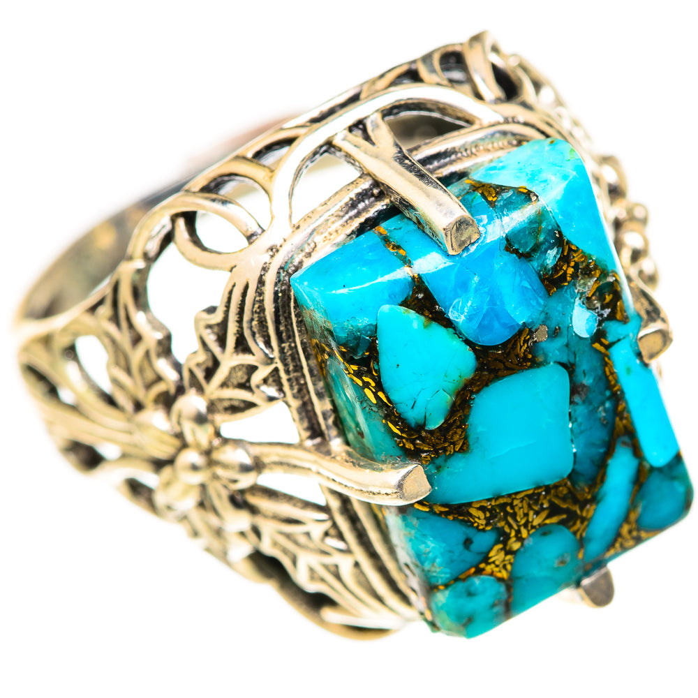 Blue Copper Composite Turquoise Rings handcrafted by Anasilvercos - RING127865 - Photo 2