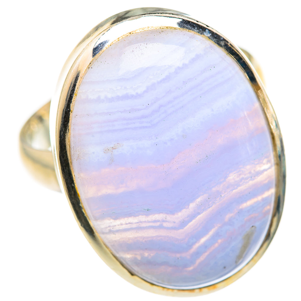 Blue Lace Agate Rings handcrafted by Anasilvercos - RING127904 - Photo 2