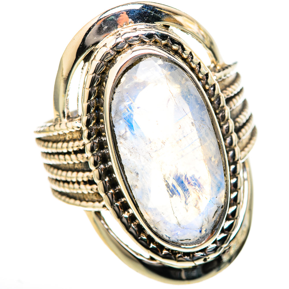 Rainbow Moonstone Rings handcrafted by Anasilvercos - RING128028 - Photo 2