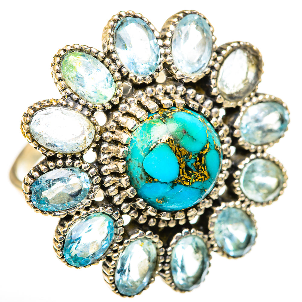 Blue Copper Composite Turquoise Rings handcrafted by Anasilvercos - RING128165 - Photo 2