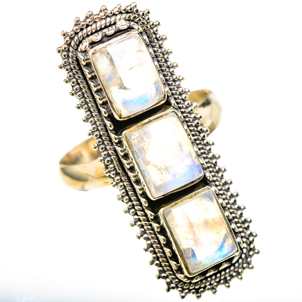 Rainbow Moonstone Rings handcrafted by Anasilvercos - RING128210 - Photo 2