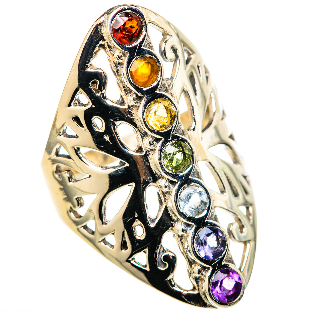 Multi-Stone Rainbow Chakra Rings handcrafted by Anasilvercos - RING128298 - Photo 2