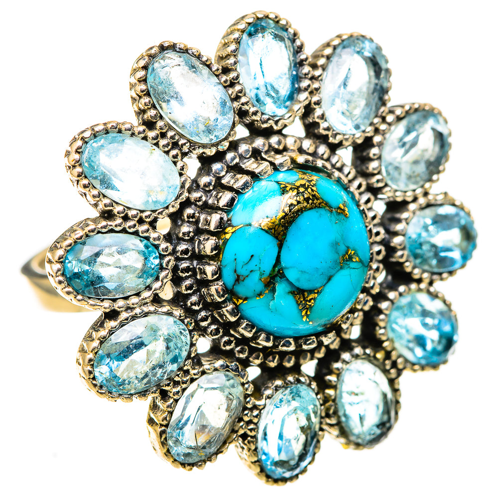 Blue Copper Composite Turquoise Rings handcrafted by Anasilvercos - RING128407 - Photo 2