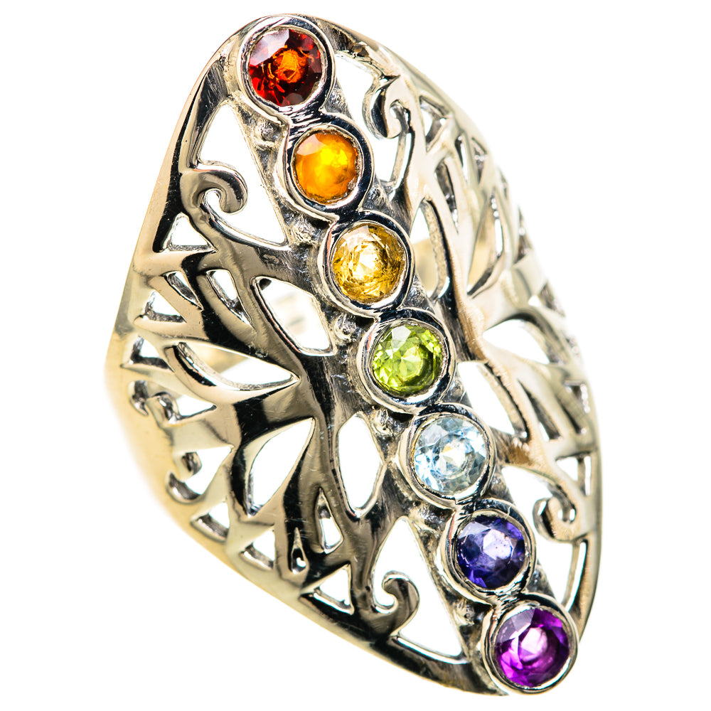 Multi-Stone Rainbow Chakra Rings handcrafted by Anasilvercos - RING128493 - Photo 2