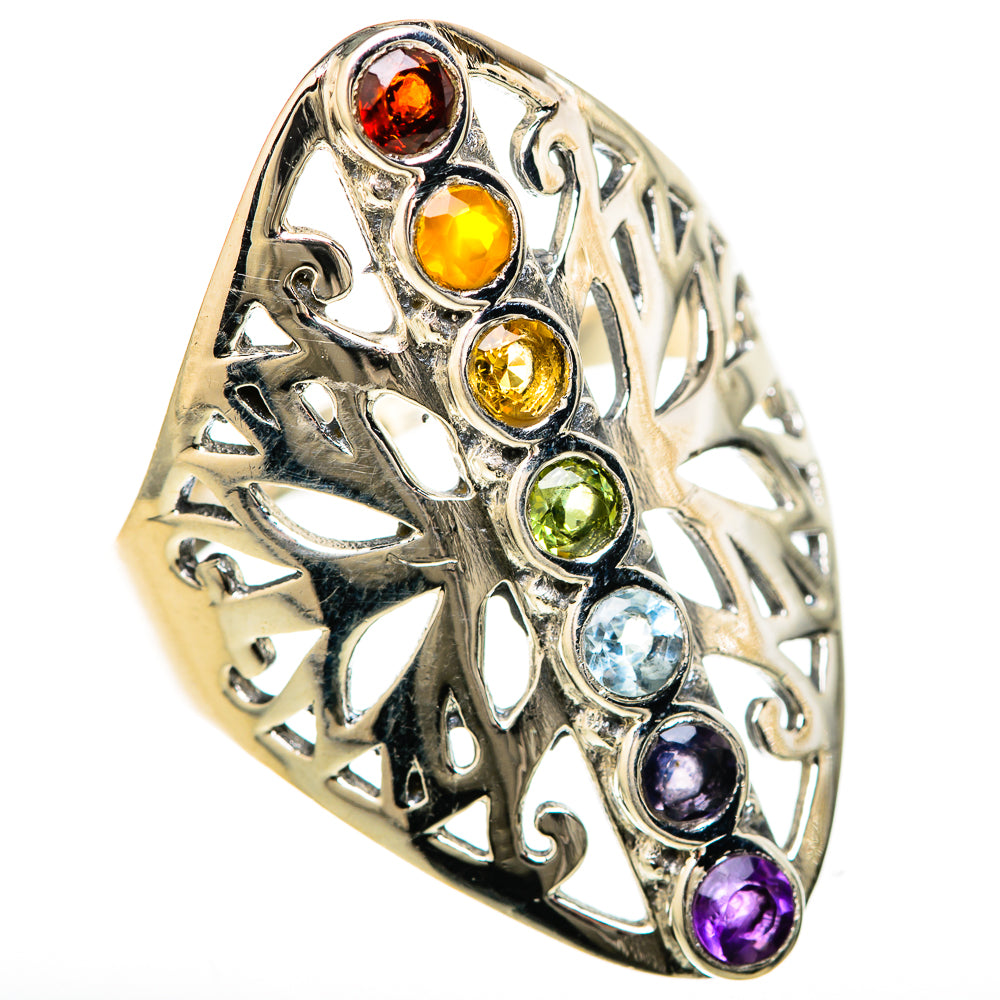 Multi-Stone Rainbow Chakra Rings handcrafted by Anasilvercos - RING128562 - Photo 2