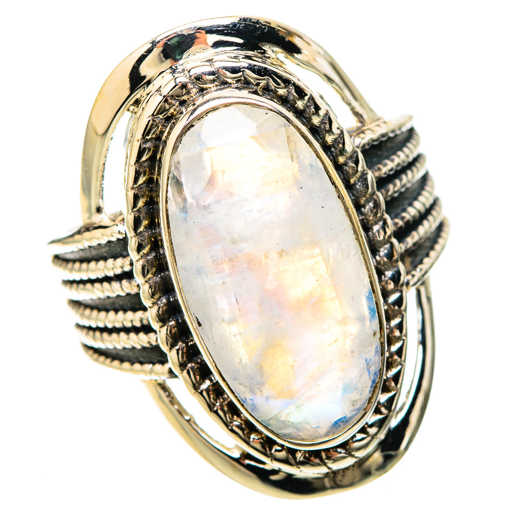 Rainbow Moonstone Rings handcrafted by Anasilvercos - RING128677 - Photo 2