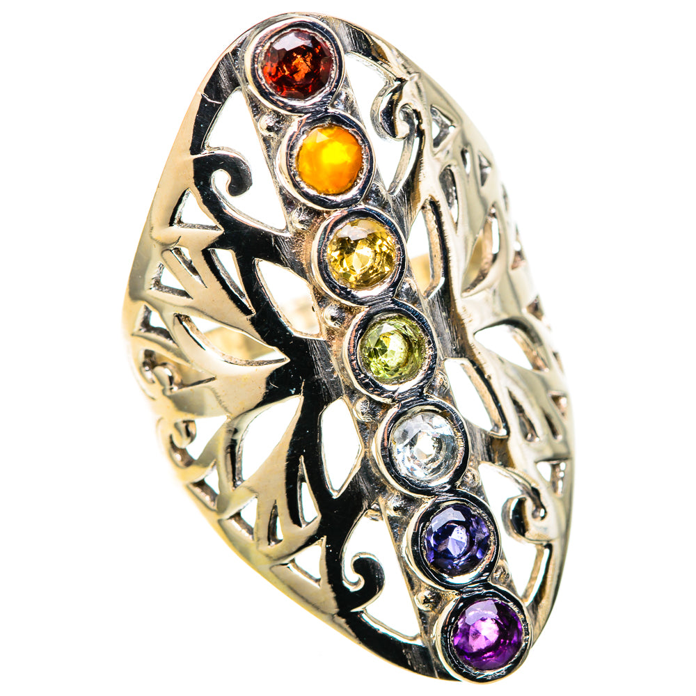 Multi-Stone Rainbow Chakra Rings handcrafted by Anasilvercos - RING128701 - Photo 2