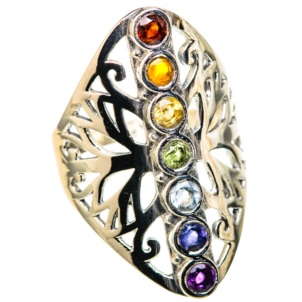 Multi-Stone Rainbow Chakra Rings handcrafted by Anasilvercos - RING128702 - Photo 2