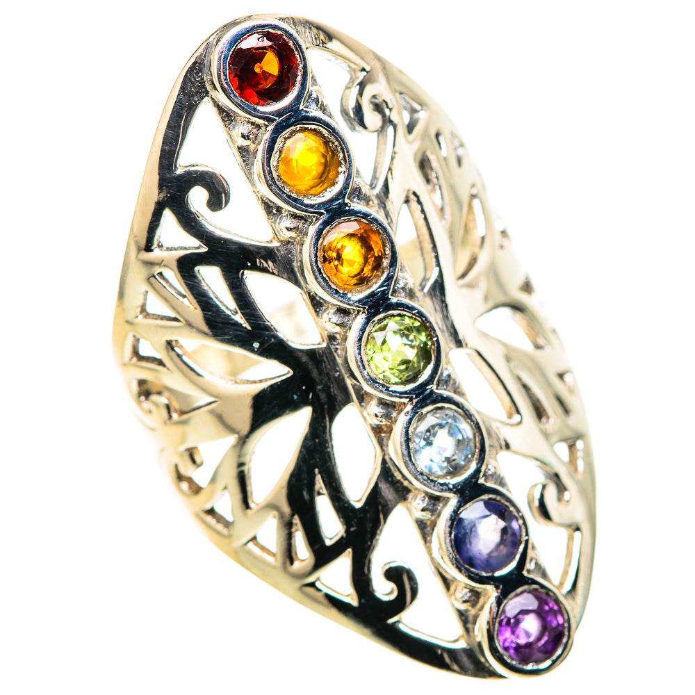 Multi-Stone Rainbow Chakra Rings handcrafted by Anasilvercos - RING128793 - Photo 2