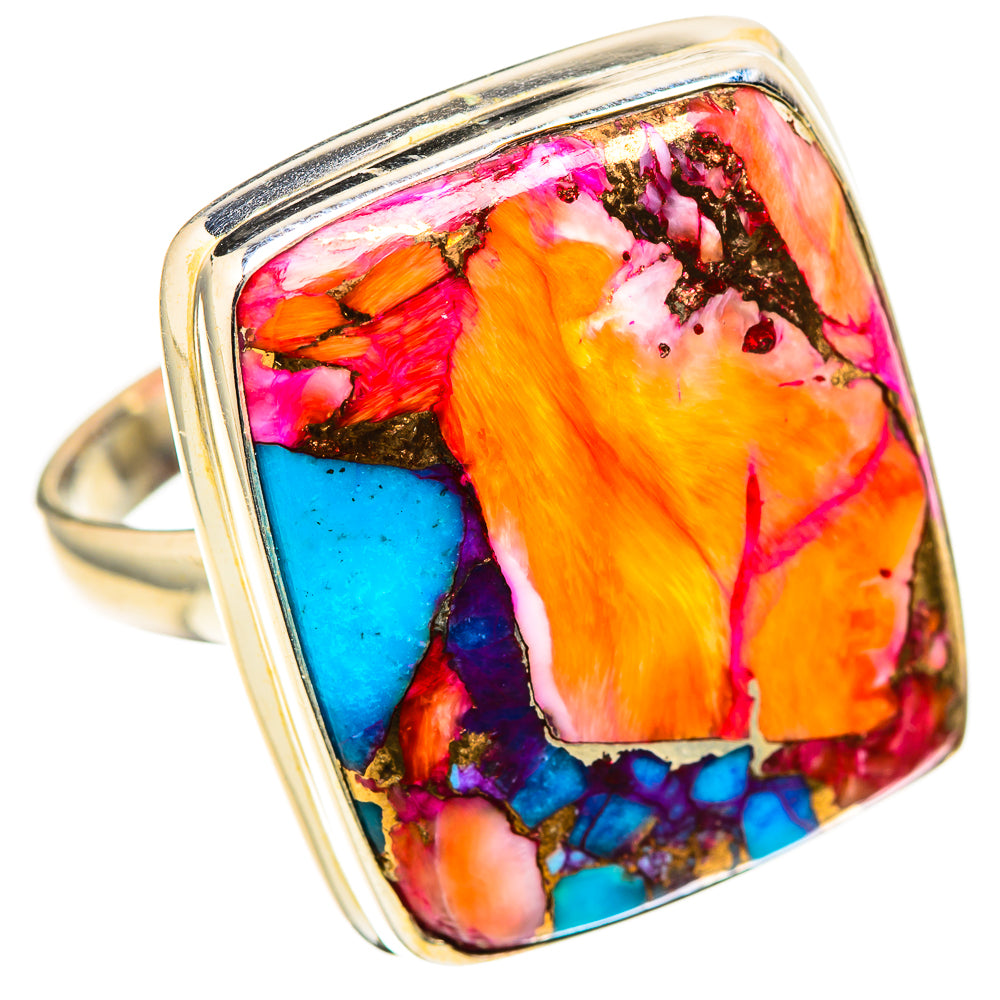 Kingman Pink Dahlia Turquoise Rings handcrafted by Anasilvercos - RING128872 - Photo 2