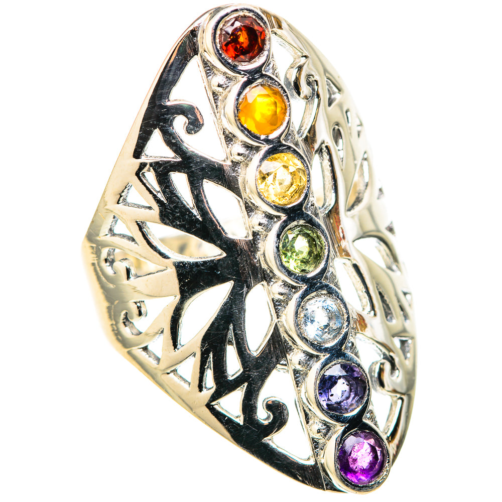 Multi-Stone Rainbow Chakra Rings handcrafted by Anasilvercos - RING128900 - Photo 2