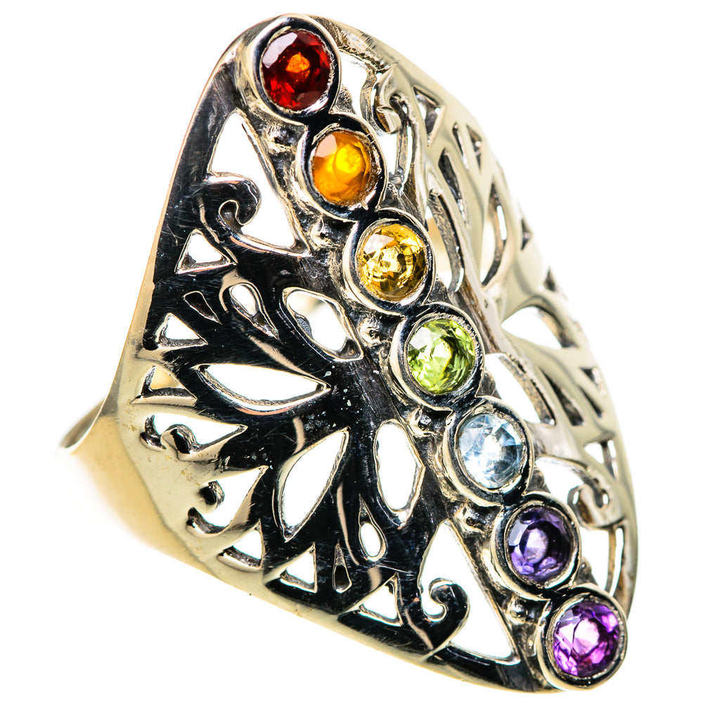 Multi-Stone Rainbow Chakra Rings handcrafted by Anasilvercos - RING128901 - Photo 2