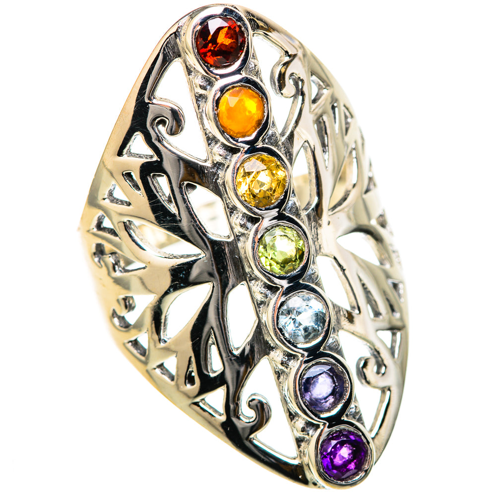 Multi-Stone Rainbow Chakra Rings handcrafted by Anasilvercos - RING128991 - Photo 2